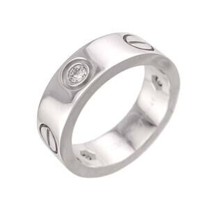 CARTIER Authentic 18k Silver Diamond Love Ring #48
